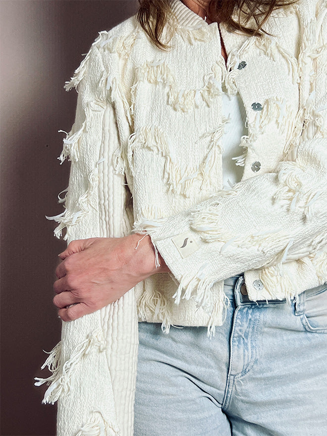 Blouson WAVE - Jacke mit Wellenmuster in Ecru