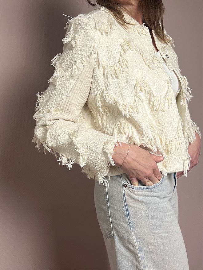 Blouson WAVE - Jacke mit Wellenmuster in Ecru