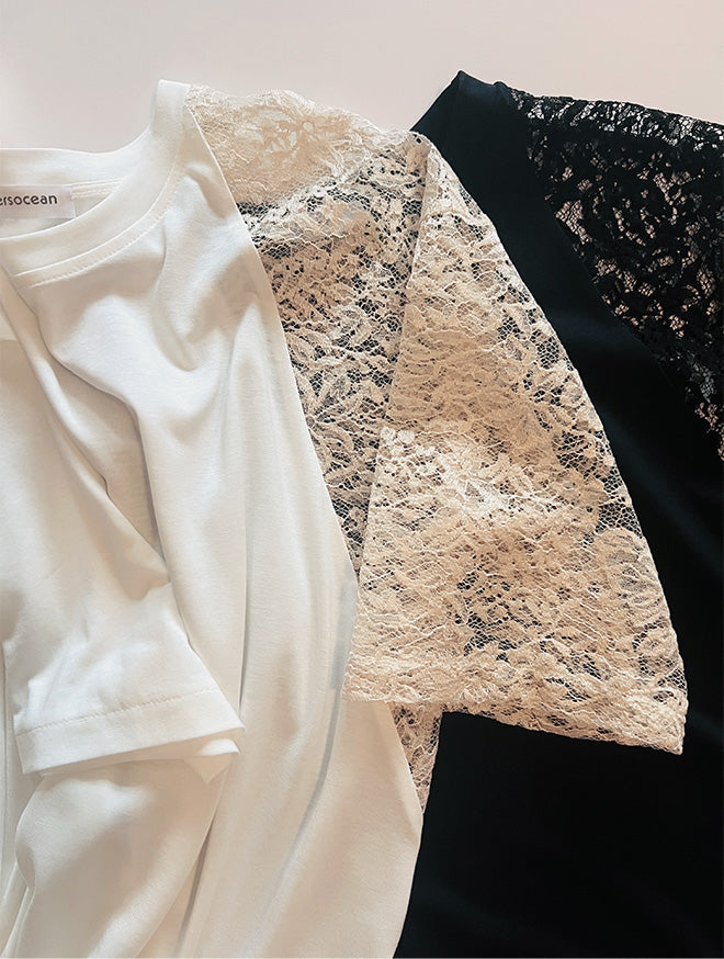 LACEY 2 T-Shirt loose fit – mit Spitze in schwarz