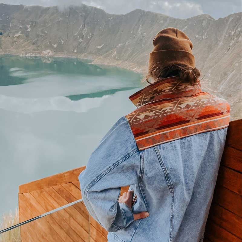 Ethno Jeansjacke Manta Frost Blue/Orange