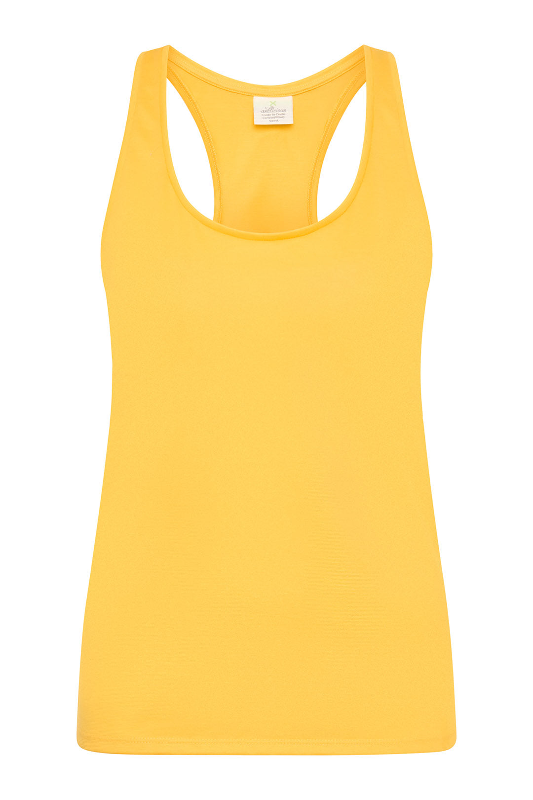 Conscious fashion choice - Cradle to Cradle certified organic cotton yoga top in Sunshine Yellow for a greener planet