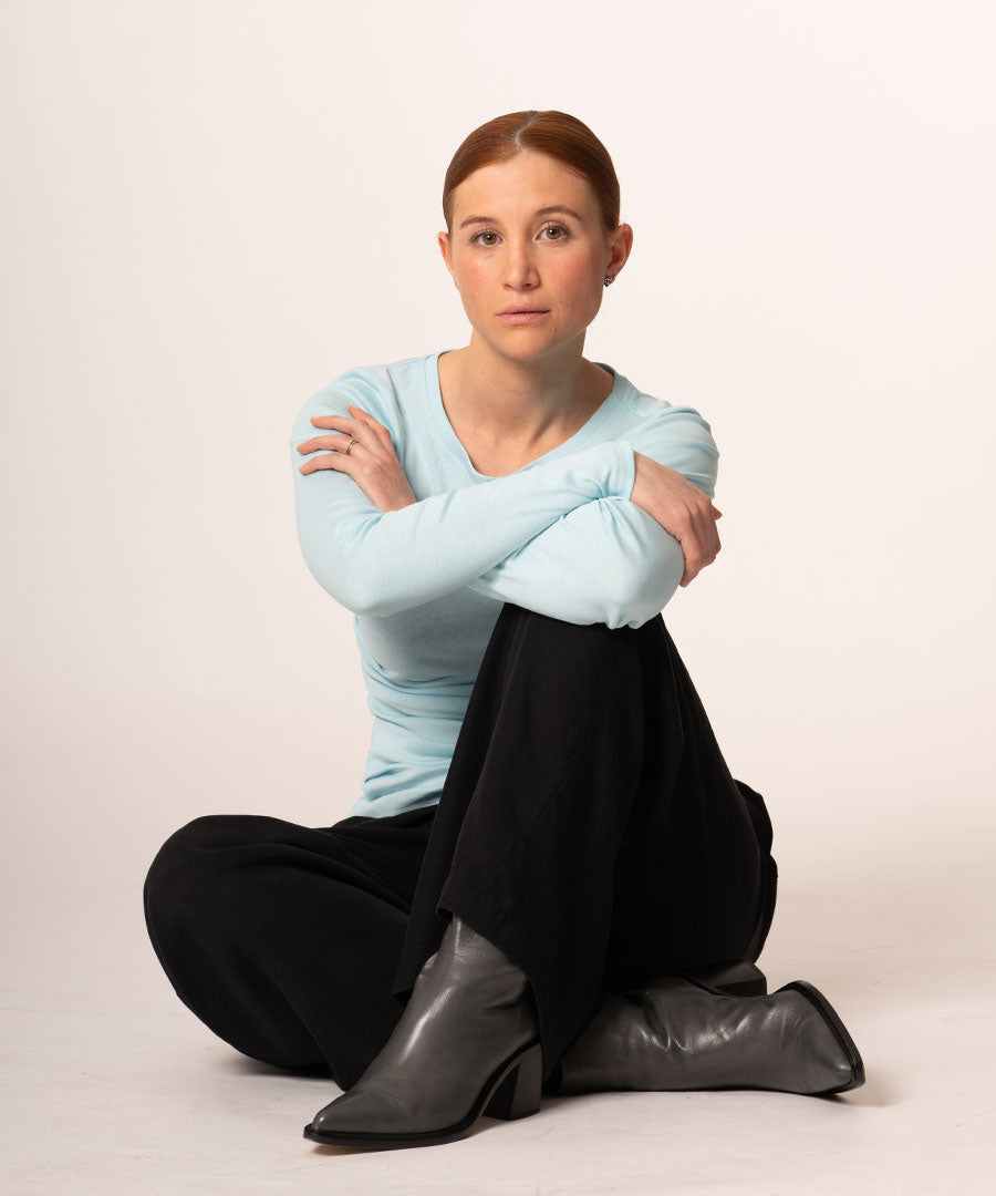 JELLA Shirt - mit Drapierung in Aqua