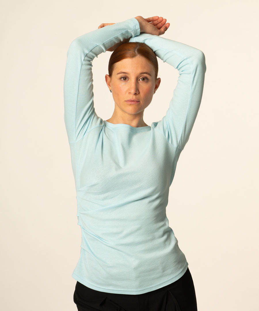 JELLA Shirt - mit Drapierung in Aqua