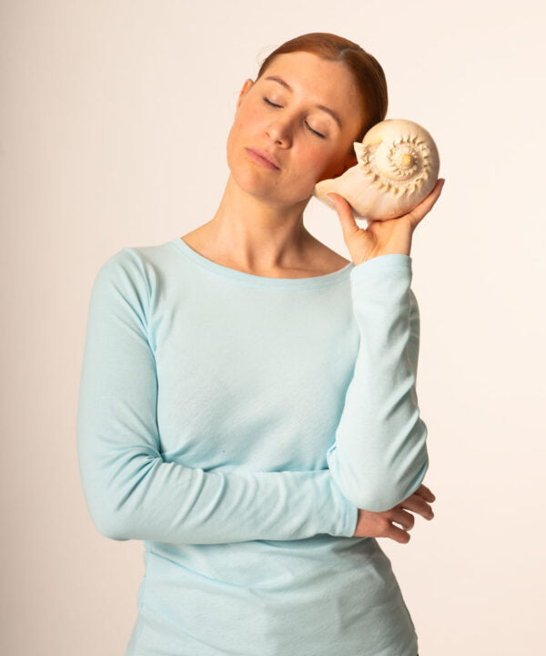 JELLA Shirt - mit Drapierung in Aqua