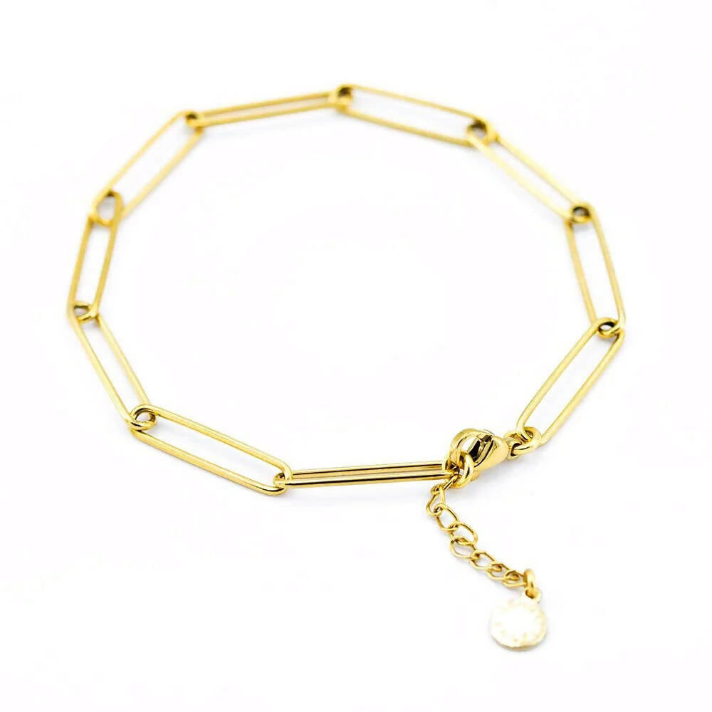Edelstahl Armband in Gold Paperclip Glieder