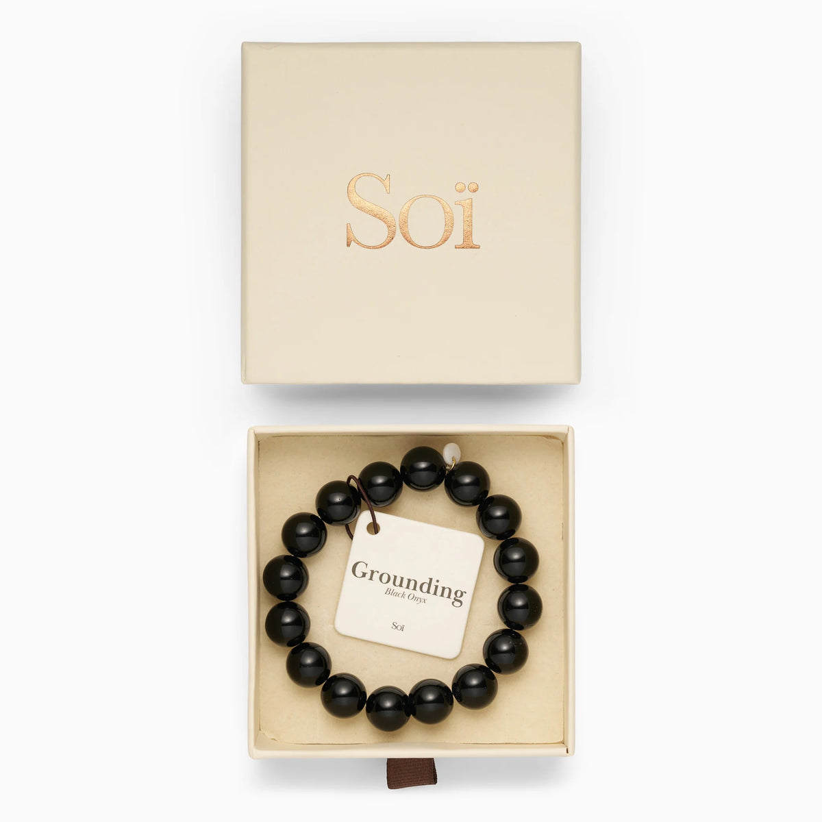 Armband für Damen Chunky schwarzer Onyx "Grounding" – Symbol für Schutz und Erdung | Soï