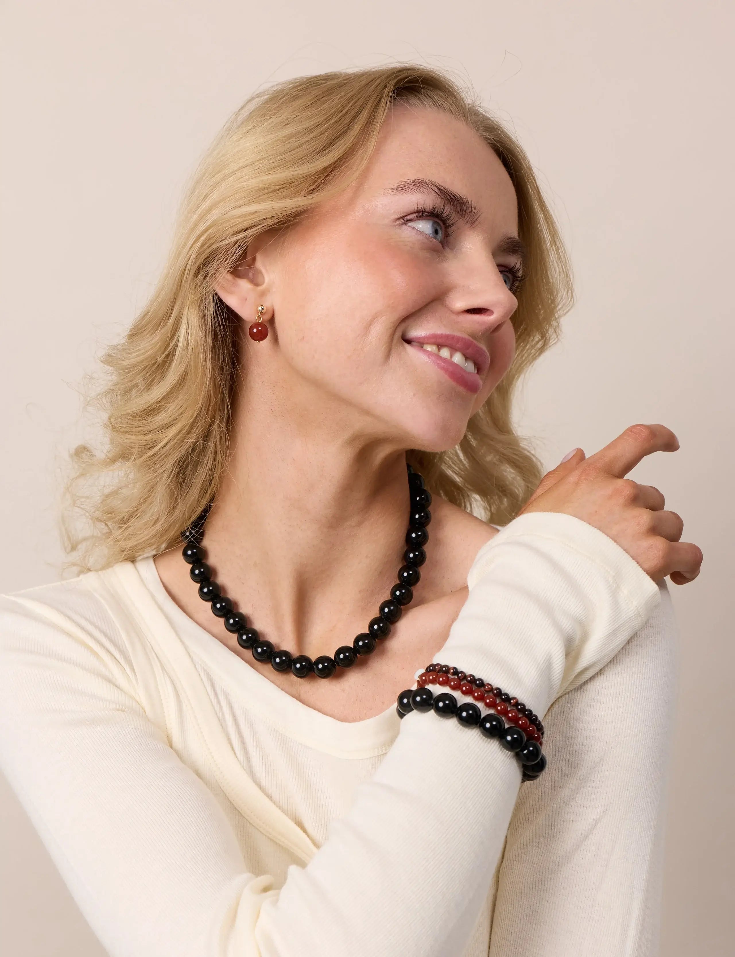 Armband für Damen Chunky schwarzer Onyx "Grounding" – Symbol für Schutz und Erdung | Soï