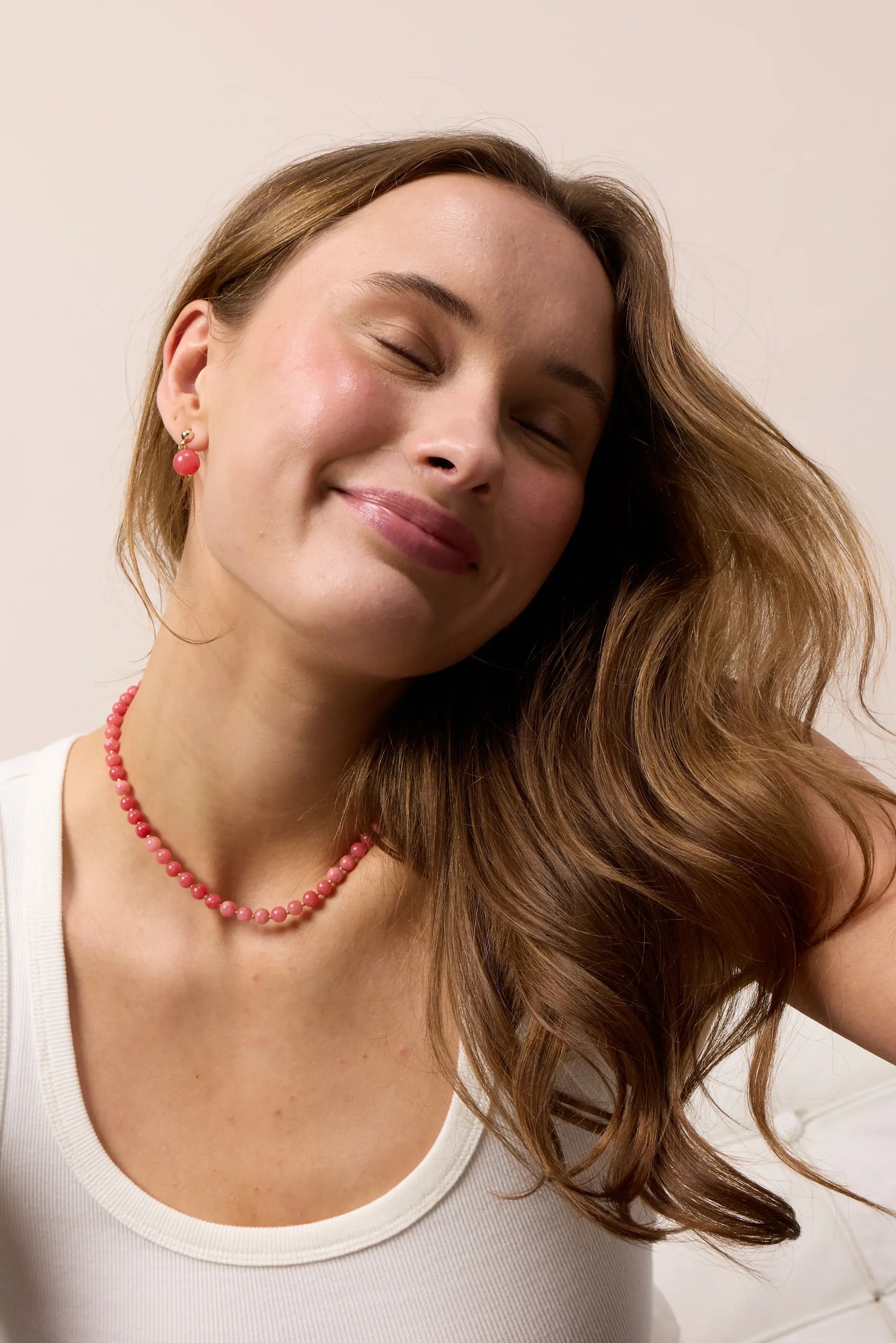 Ohrring für Damen Nora Redstone Quarz "Clarity" – Symbol für Klarheit | Soï (Sterlingsilber vergoldet)