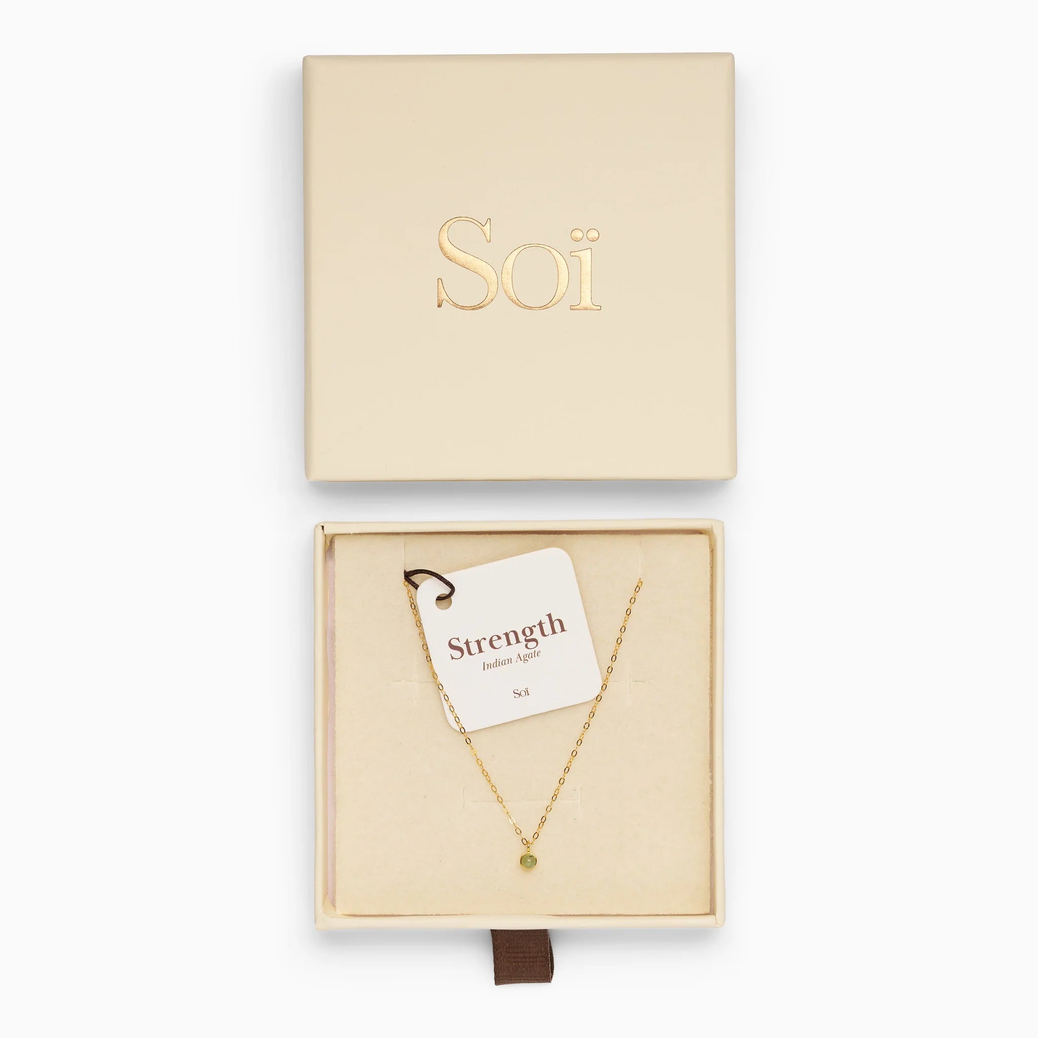 Kette für Damen Aya Indischer Achat "Strength"– Symbol für Stärke | Soï (Sterlingsilber vergoldet)