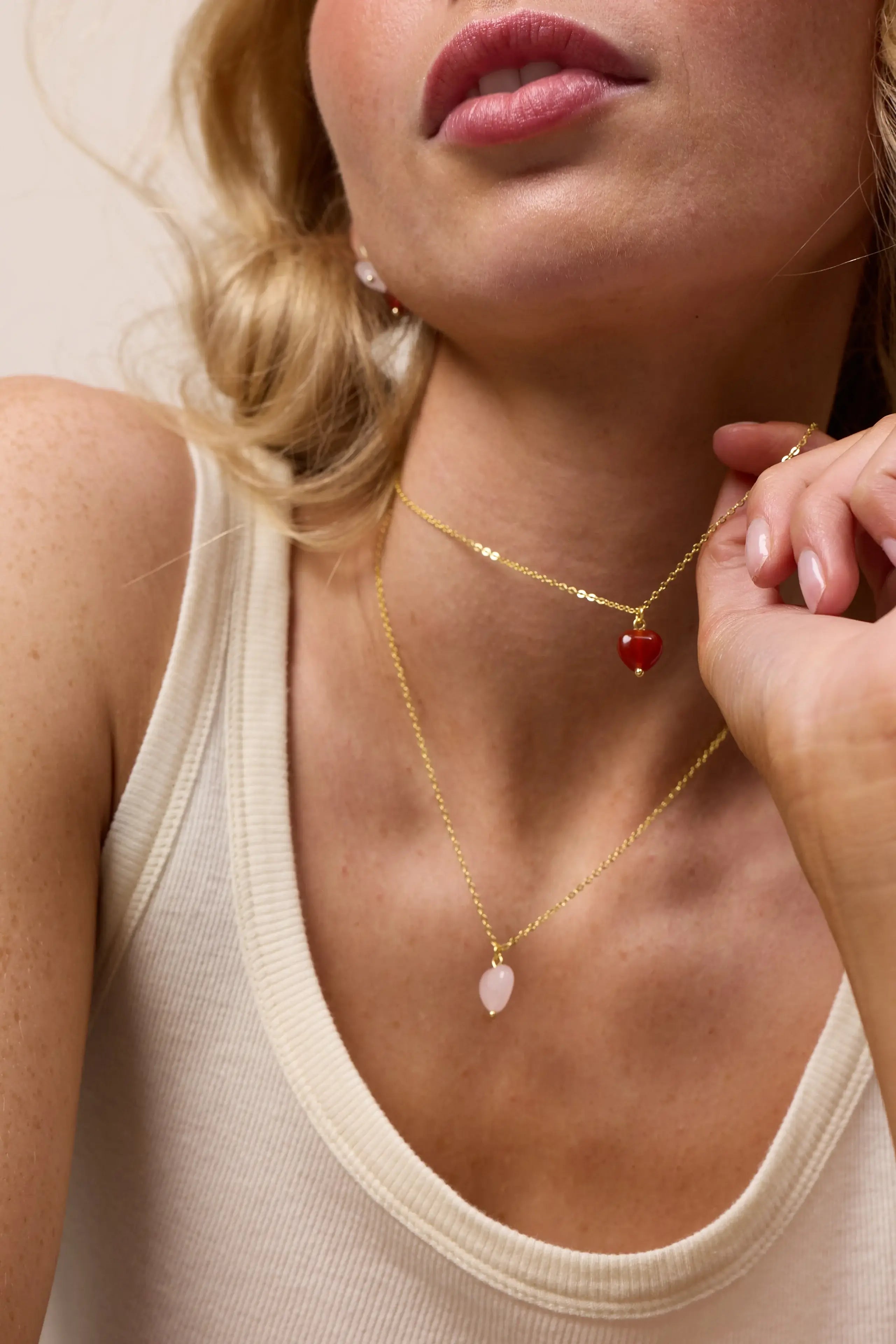 Kette für Damen Alma Rosenquarz "Love" – Symbol für Liebe | Soï (Sterlingsilber, vergoldet)