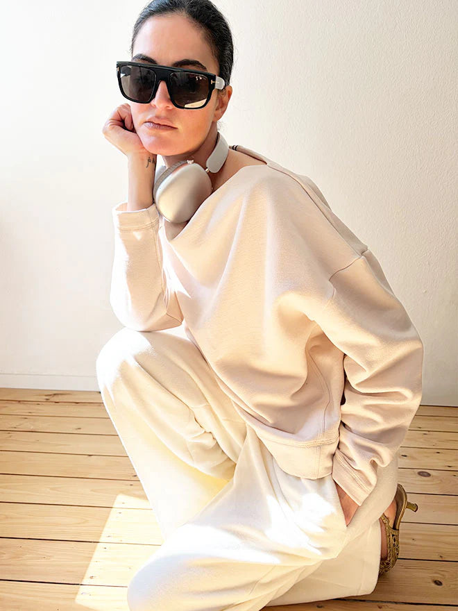 Sweatshirt LUNA aus edlem Baumwolle-Kaschmir-Mix in Almond