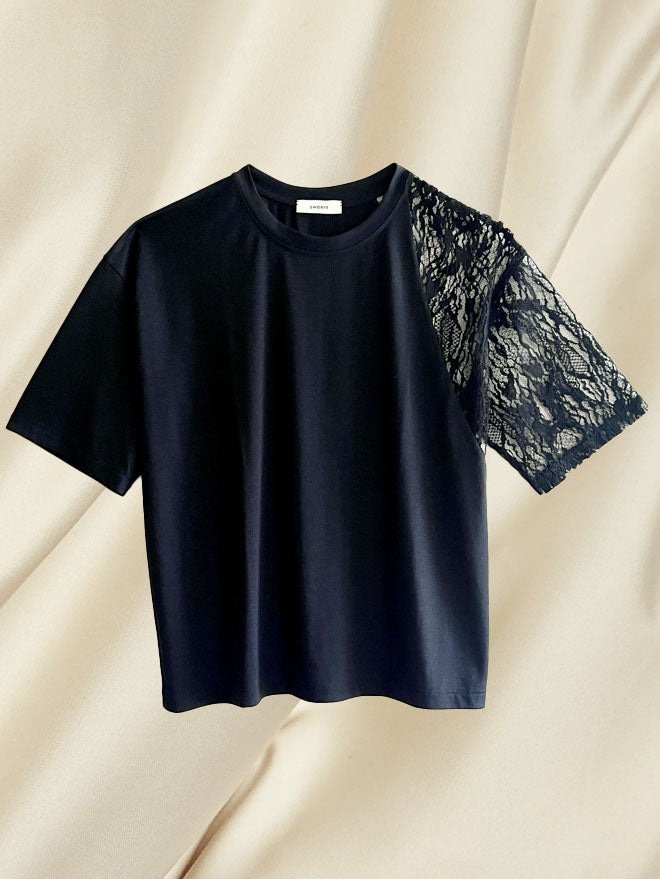 LACEY 2 T-Shirt loose fit – mit Spitze in schwarz