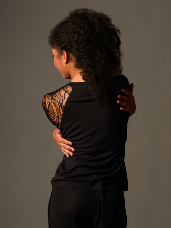 LACEY 2 T-Shirt loose fit – mit Spitze in schwarz