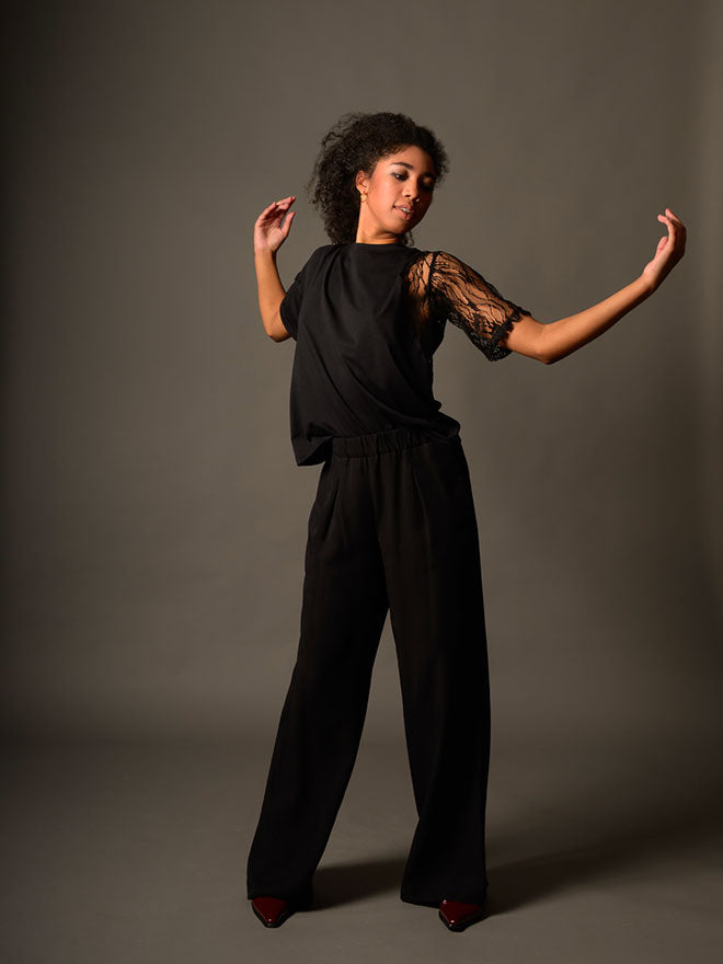 FENJA Hose – Wide Leg-Pant in Schwarz