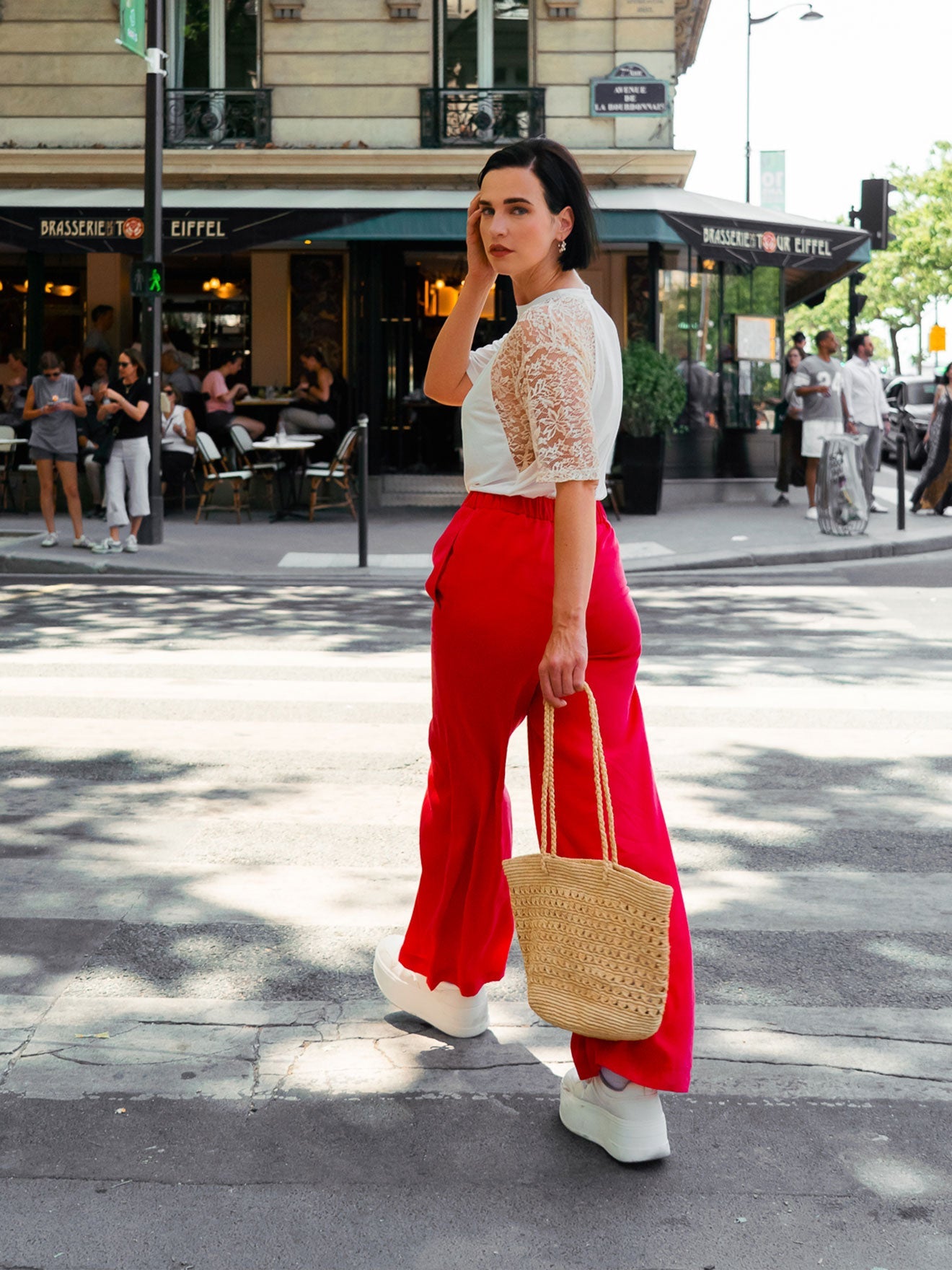 FENJA Hose – Wide Leg-Pant in leuchtendem Cherry Red
