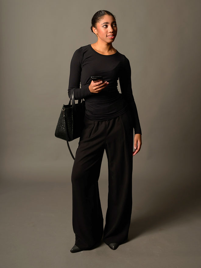 FENJA Hose – Wide Leg-Pant long size in Schwarz
