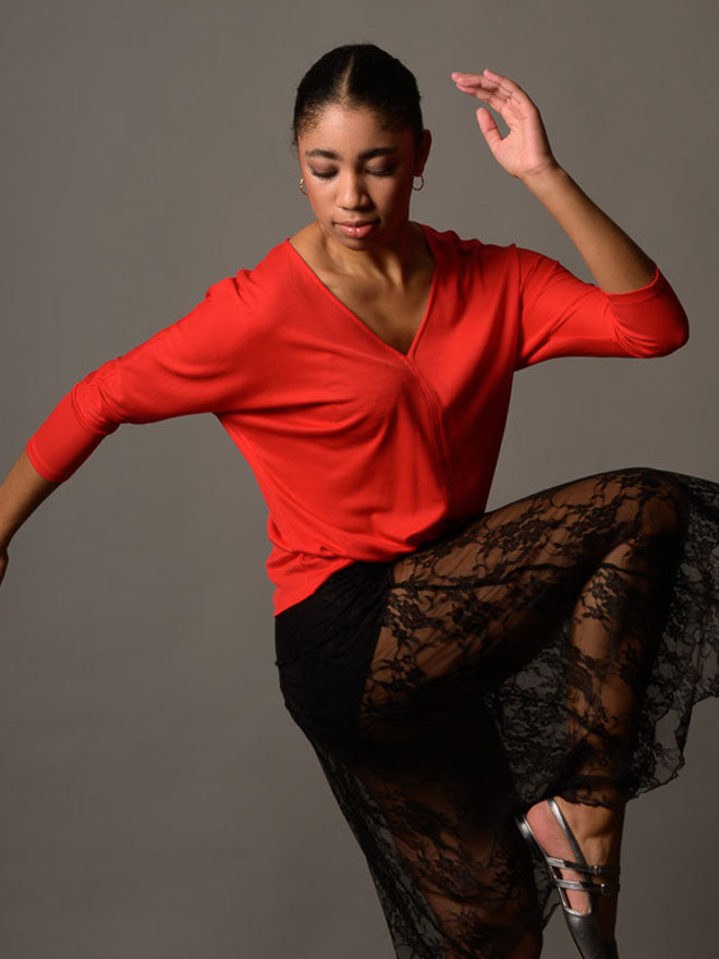 ANOUK V-Neck Shirt – locker und fließend in Rot