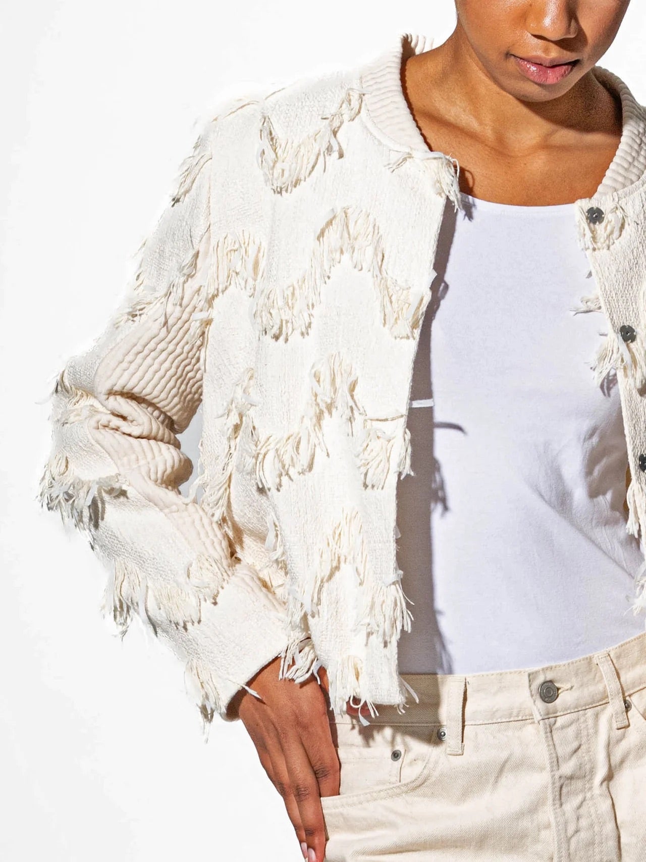 Blouson WAVE - Jacke mit Wellenmuster in Ecru