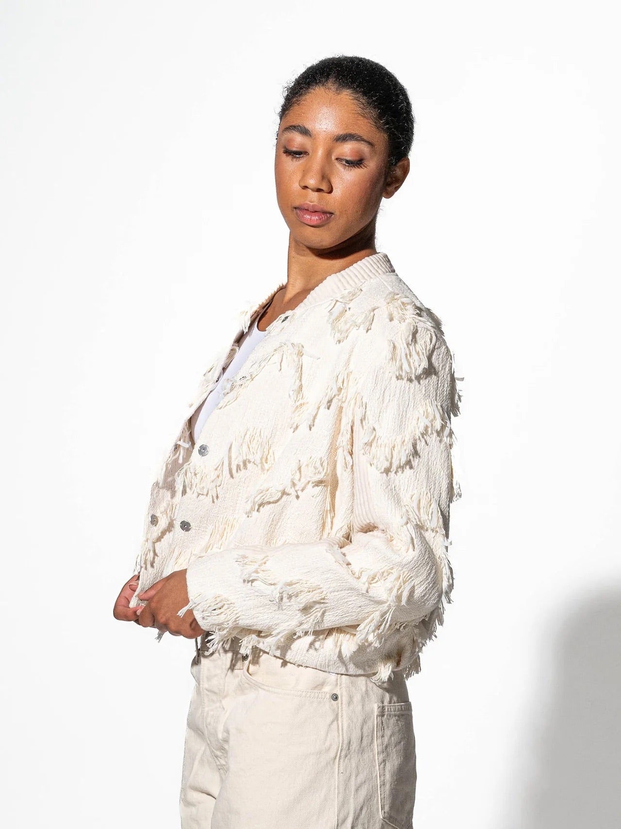 Blouson WAVE - Jacke mit Wellenmuster in Ecru