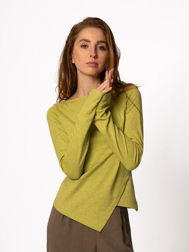 ALVA Shirt – tailliert und asymmetrisch in Lime