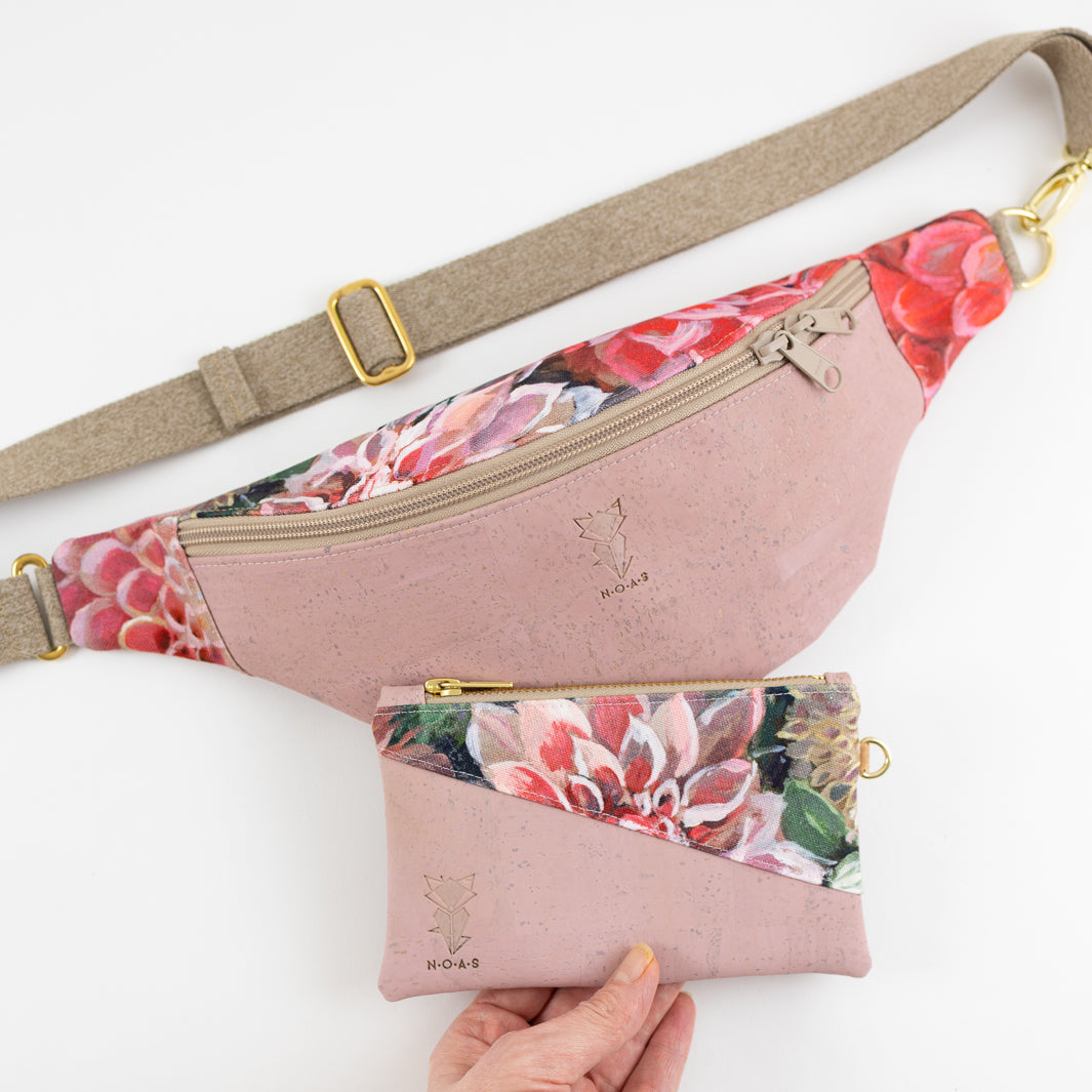 Bauchtasche Kork Rosa Spring Blossom Size M