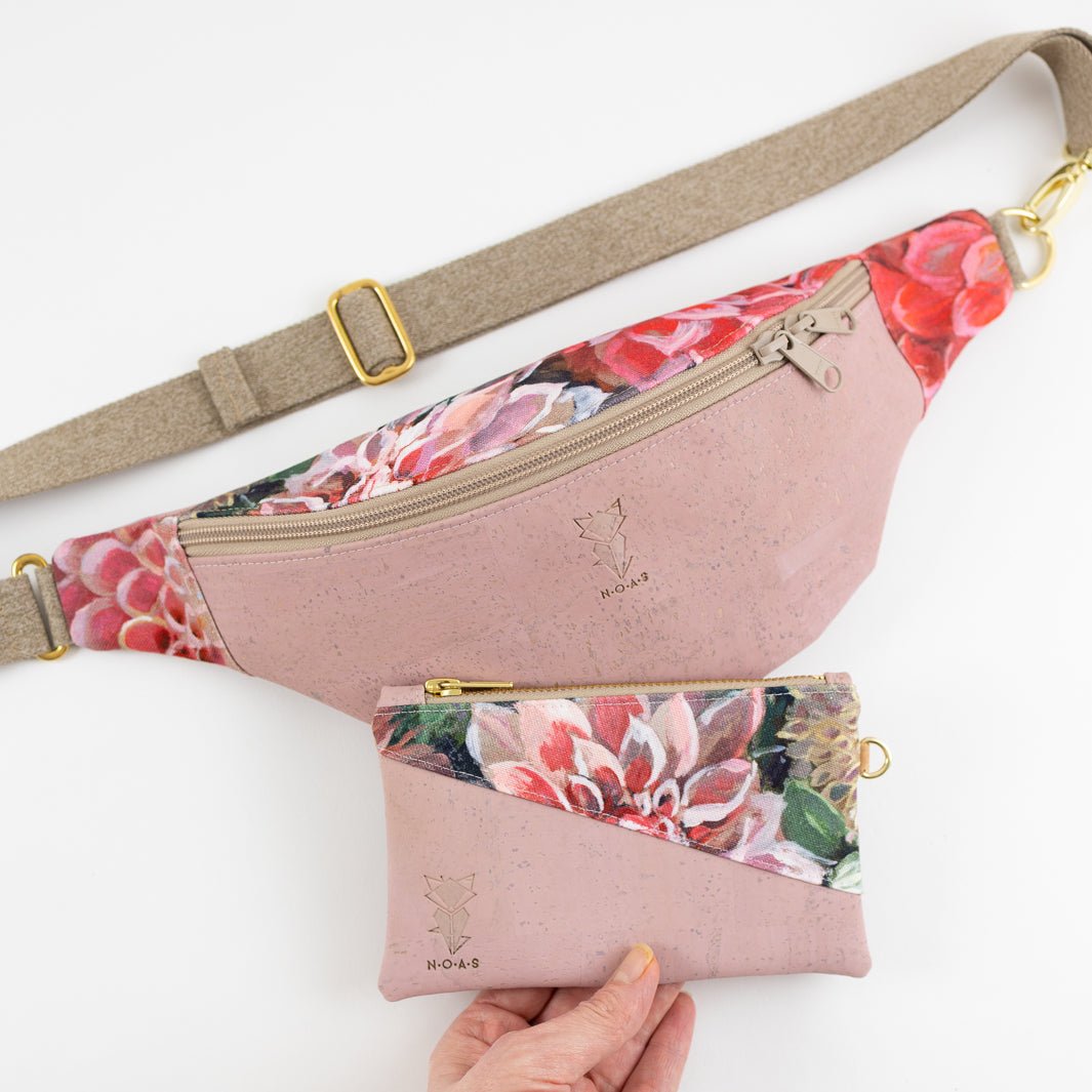 Bauchtasche Kork Rosa Spring Blossom Size M - vegan und handgefertigt in Berlin | NOAS NOAS- simply love it.