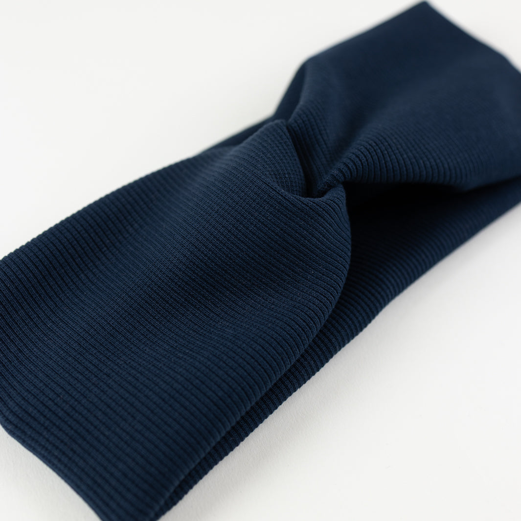Knoten-Stirnband Dunkelblau aus Biobaumwolle