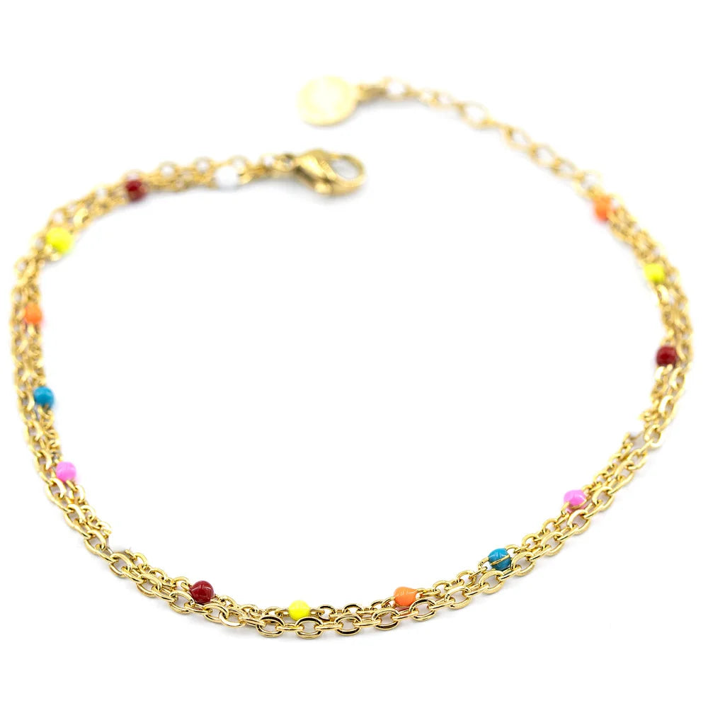 Sergio Engel Armband Beach mit zwei Kettensträngen für Damen (gold und silber aus Edelstahl)