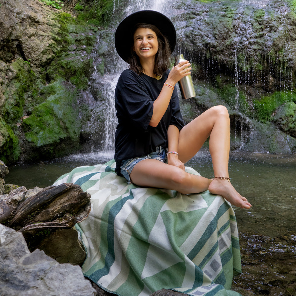 Boho Merino Wolldecke Sierra Andina Green