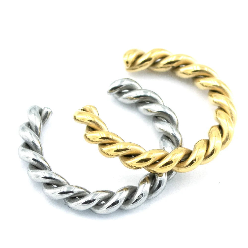 Sergio Engel Earcuff Kordel gedreht für Damen (gold und silber aus Edelstahl)