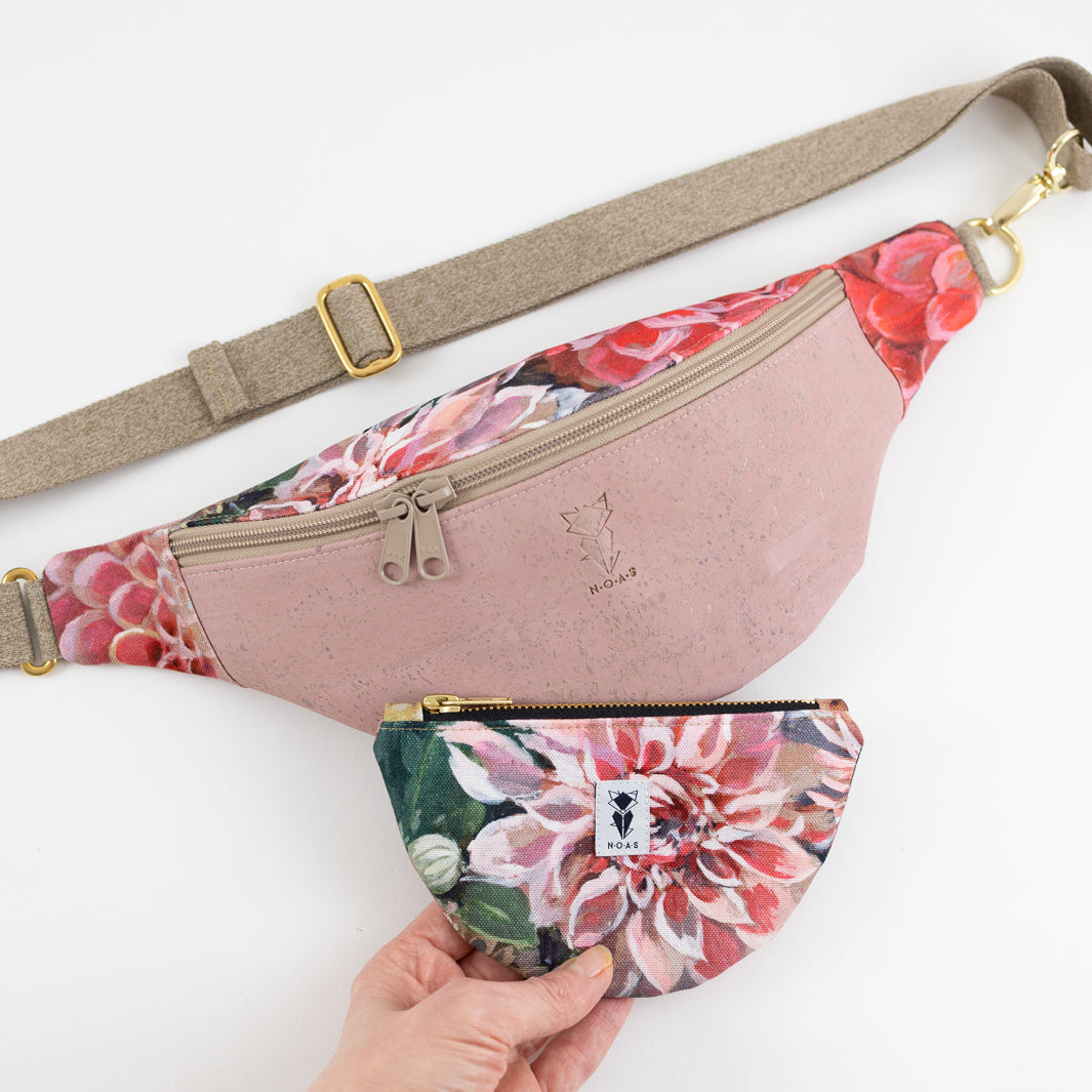 Bauchtasche Kork Rosa Spring Blossom Size M - vegan und handgefertigt in Berlin | NOAS