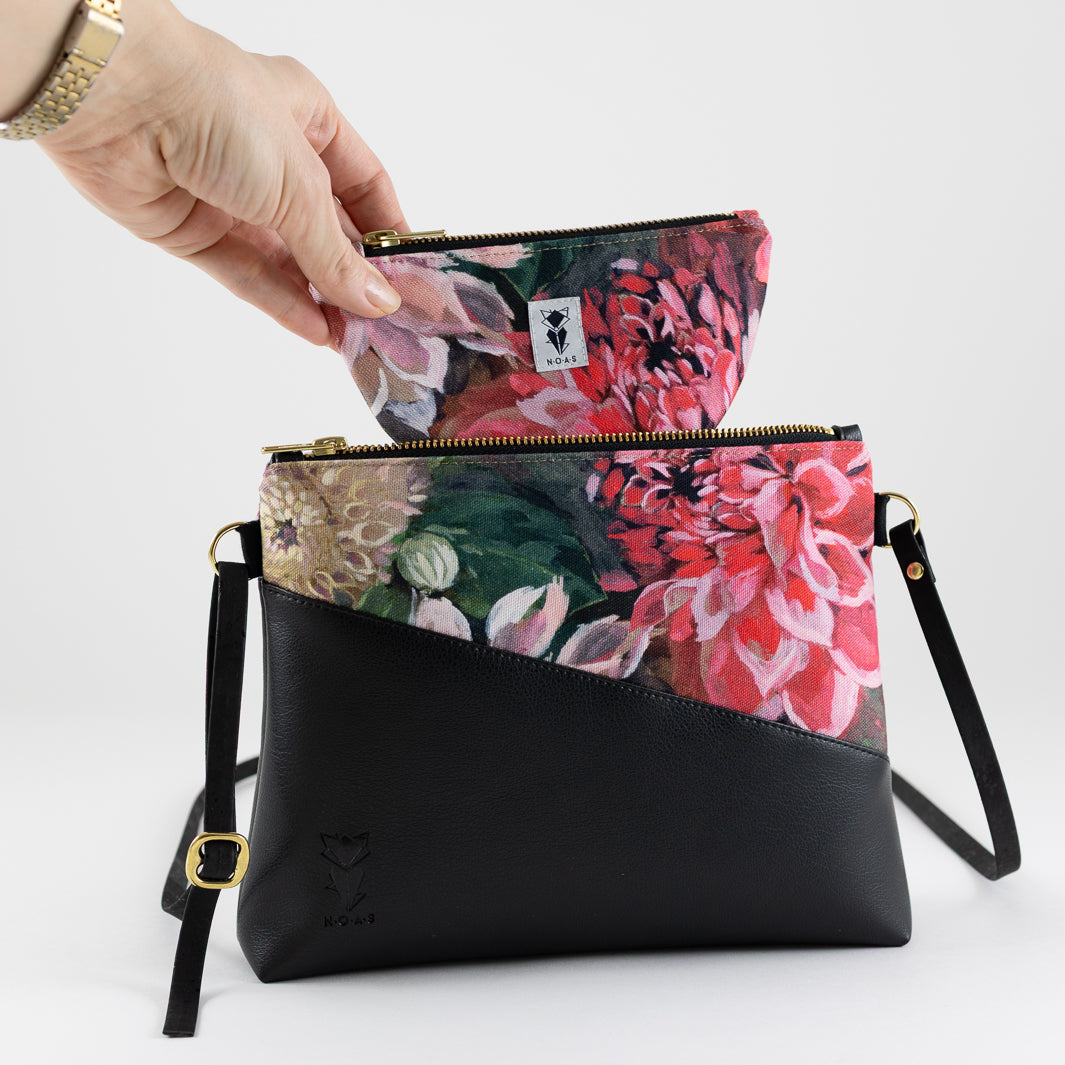 Kleine Handtasche Spring Blossom mit Reißverschlusstasche - vegan und handgefertigt in Berlin | NOAS