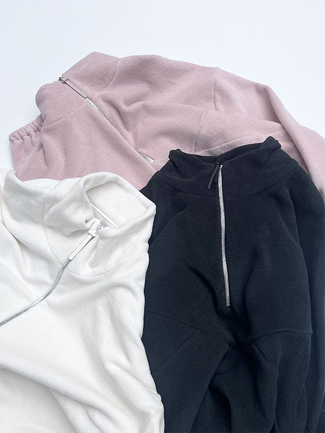 Half-Zip FRIDA – Fleecepulli aus Bio-Baumwolle in Dusty Pink