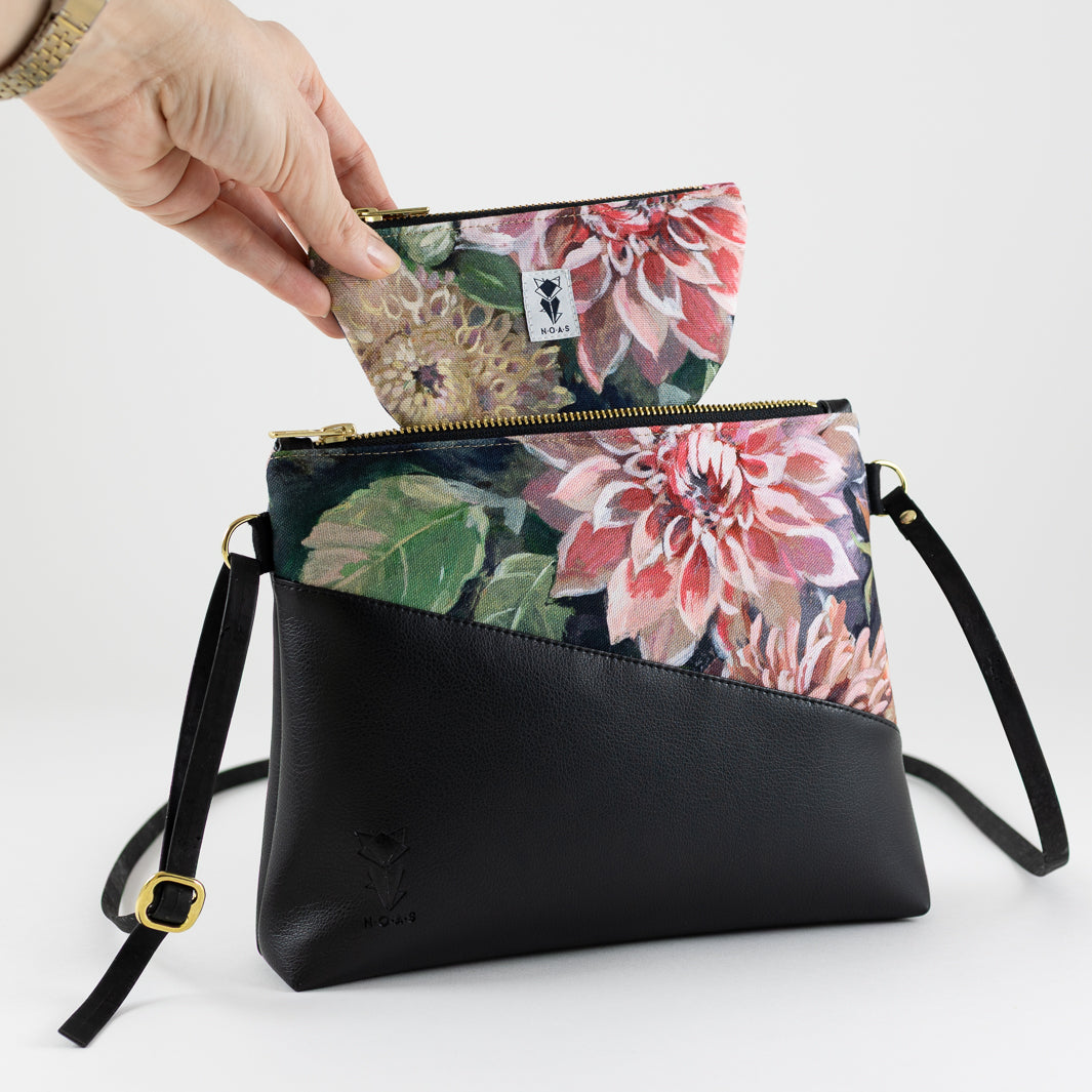 Kleine Handtasche Spring Blossom mit Reißverschlusstasche - vegan und handgefertigt in Berlin | NOAS