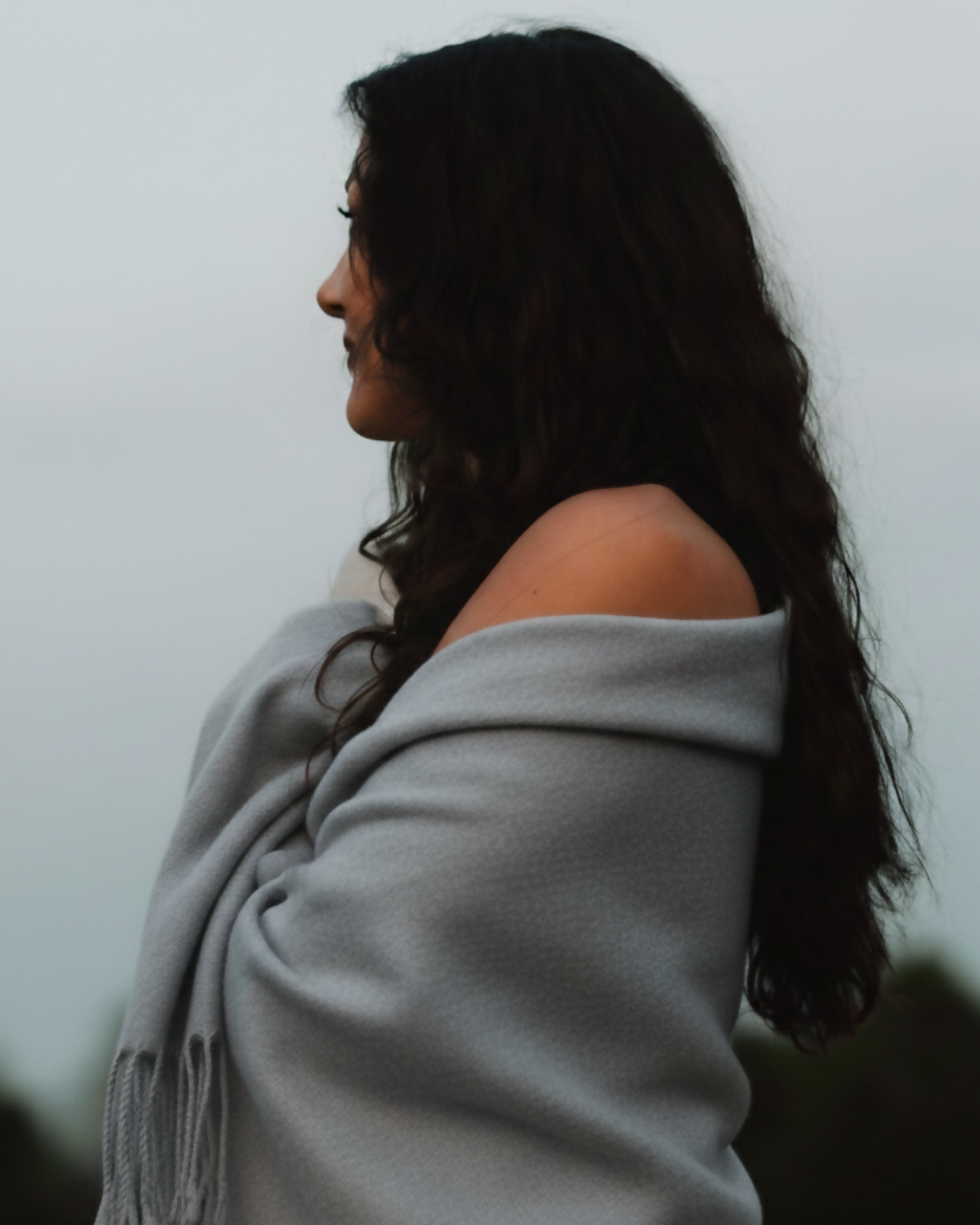 Schal LANA grau aus Alpakawolle