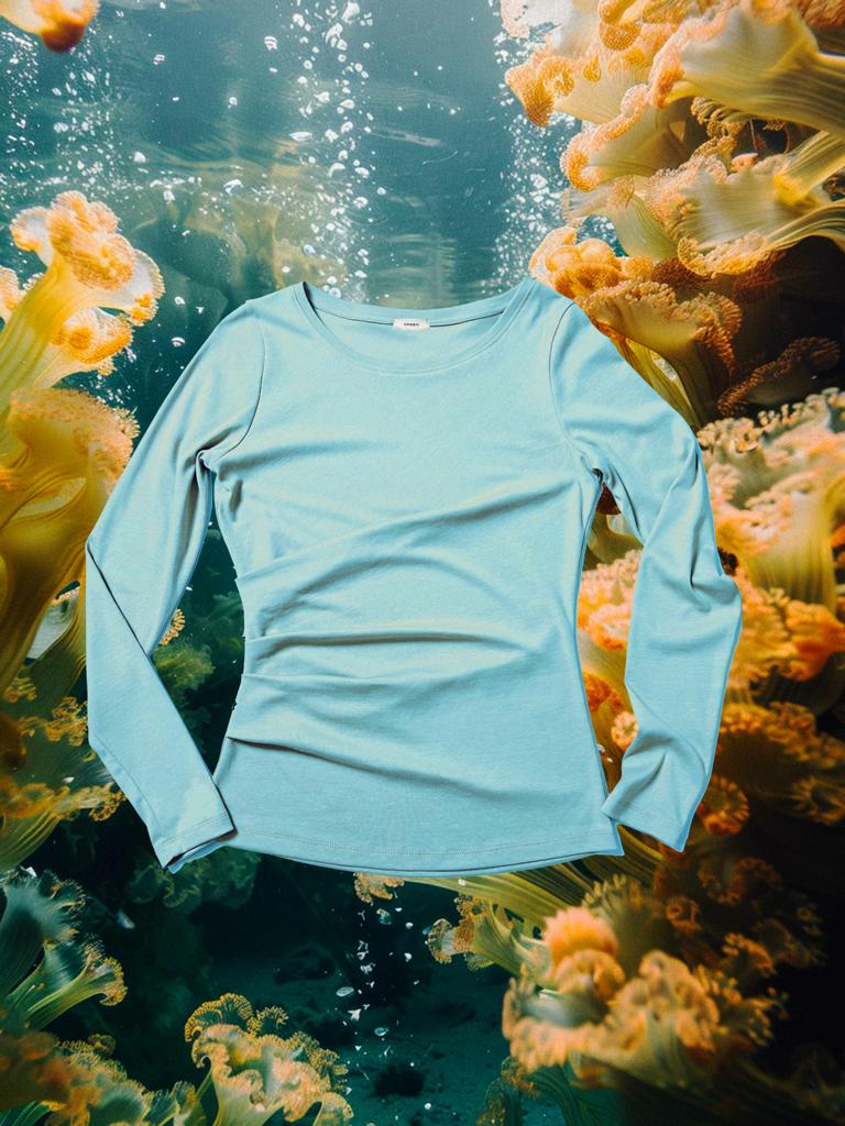 JELLA Shirt - mit Drapierung in Aqua
