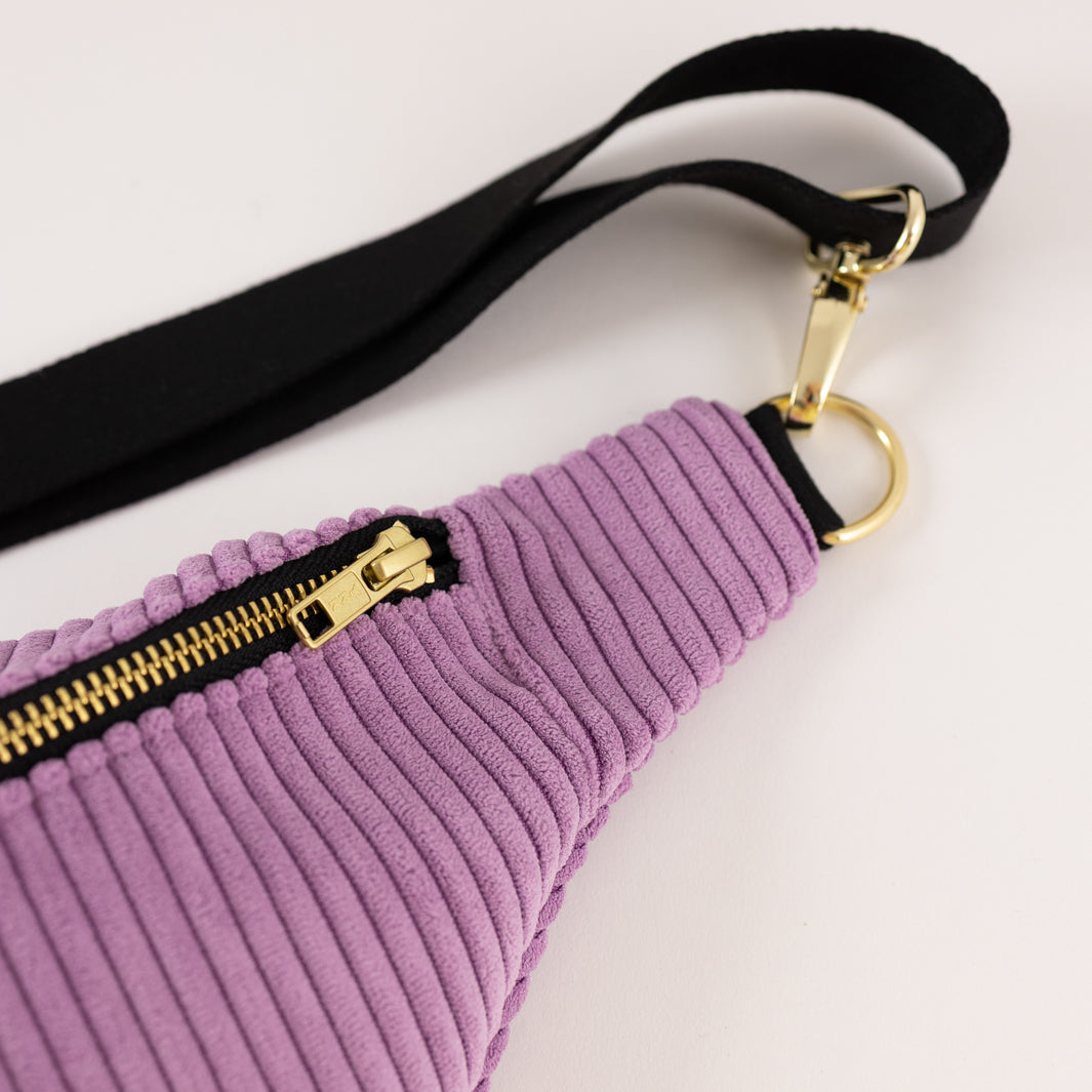 NOAS Bauchtasche Cord Lilac - Size L mit Reißverschlusstasche