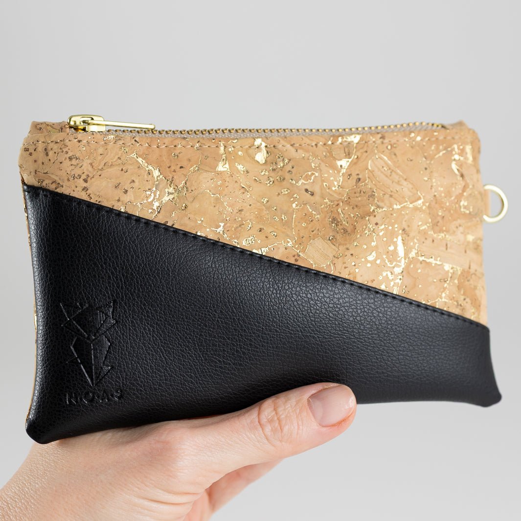 Mini-Geldbörse Kork Natur Gold mit Kartenfächern - vegan und handgefertigt in Berlin | NOAS NOAS- simply love it.