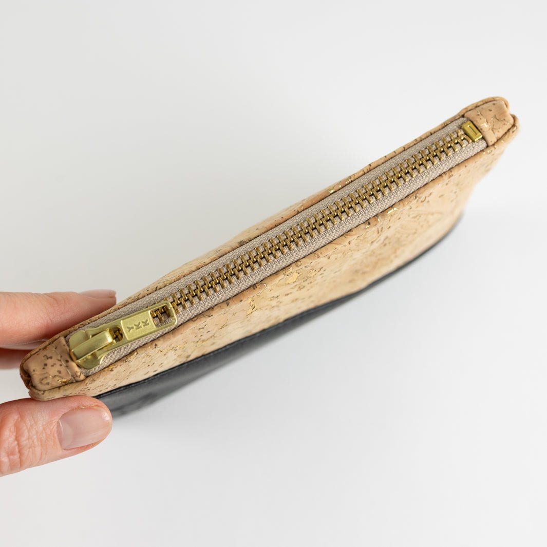 Mini-Geldbörse Kork Natur Gold mit Kartenfächern - vegan und handgefertigt in Berlin | NOAS NOAS- simply love it.