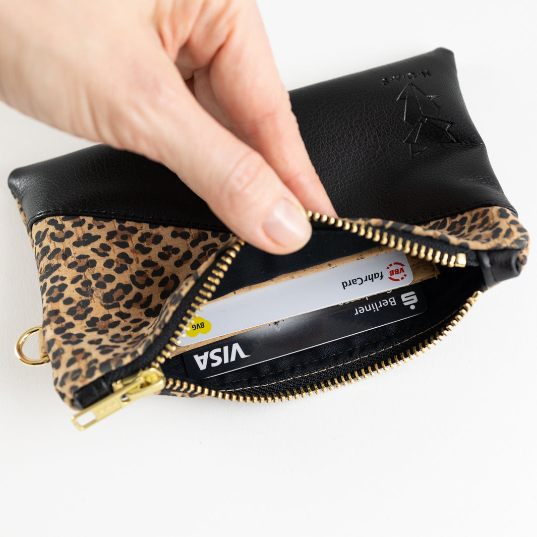 Mini-Geldbörse Kork Leo mit Kartenfächern