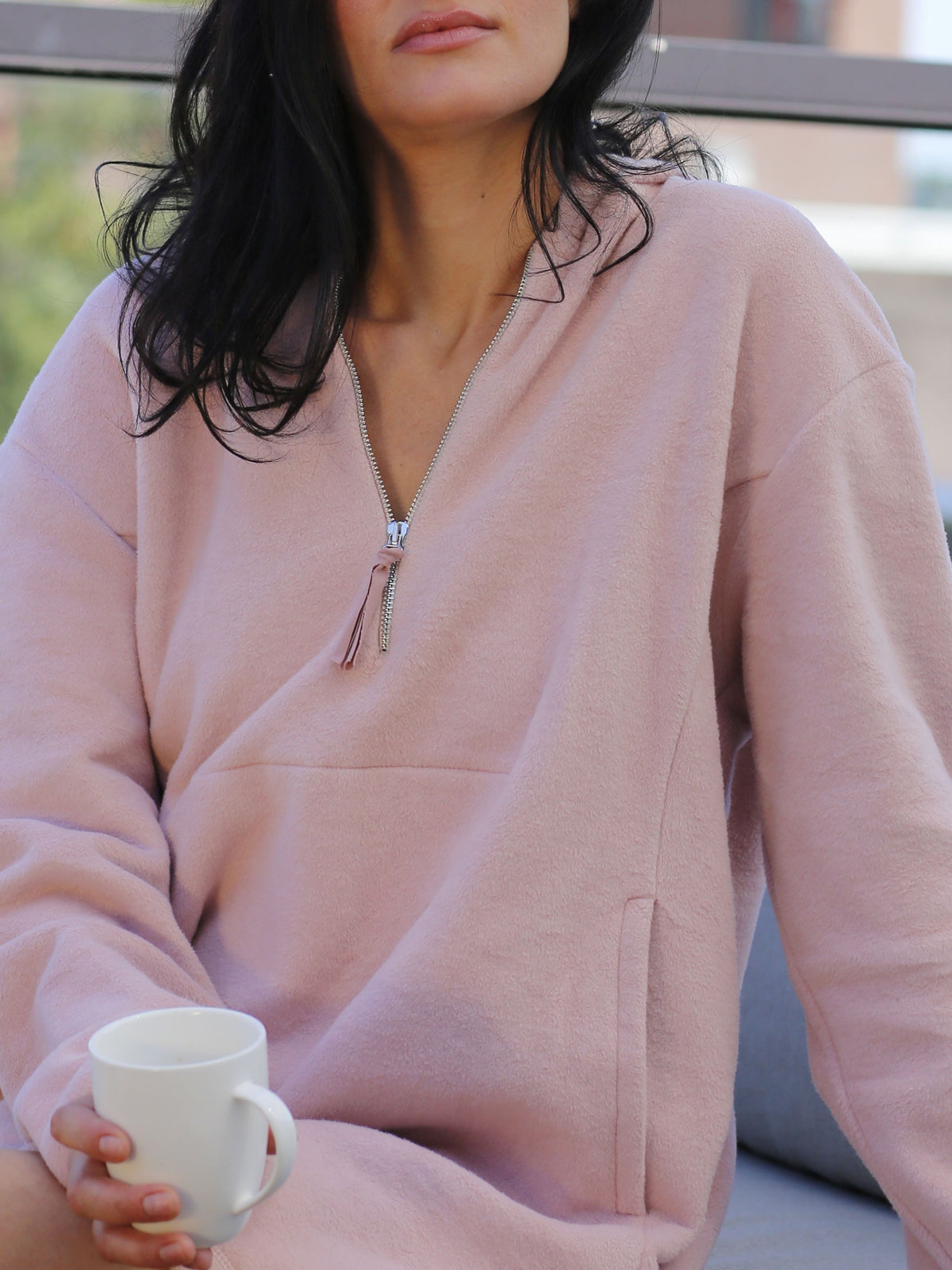 Loungewear Kleid Pearl aus weichem Baumwoll-Fleece in Dusty-Pink | sweersocean