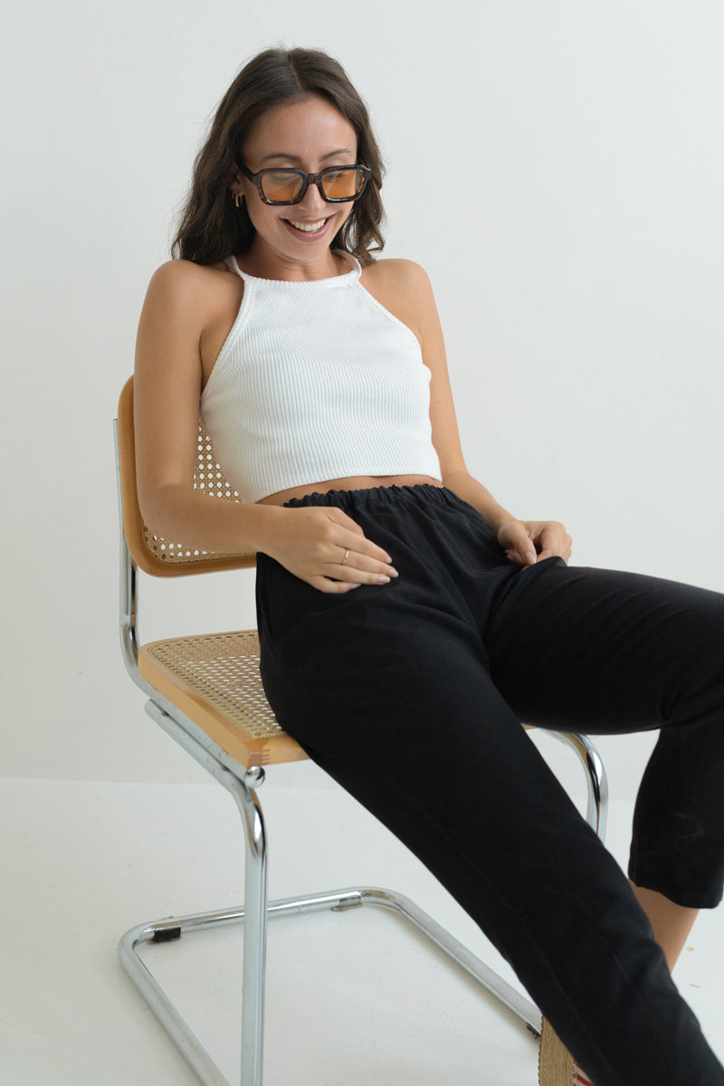 Tapered Hose MATHILDA aus Tencel schwarz