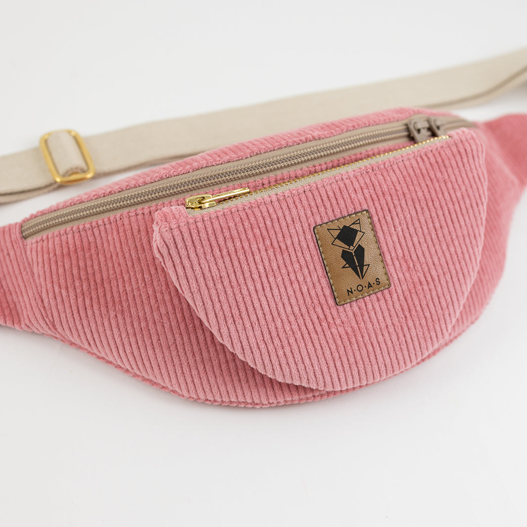 Bauchtasche Cord Bubblegum Size M - vegan und handgefertigt in Berlin | NOAS