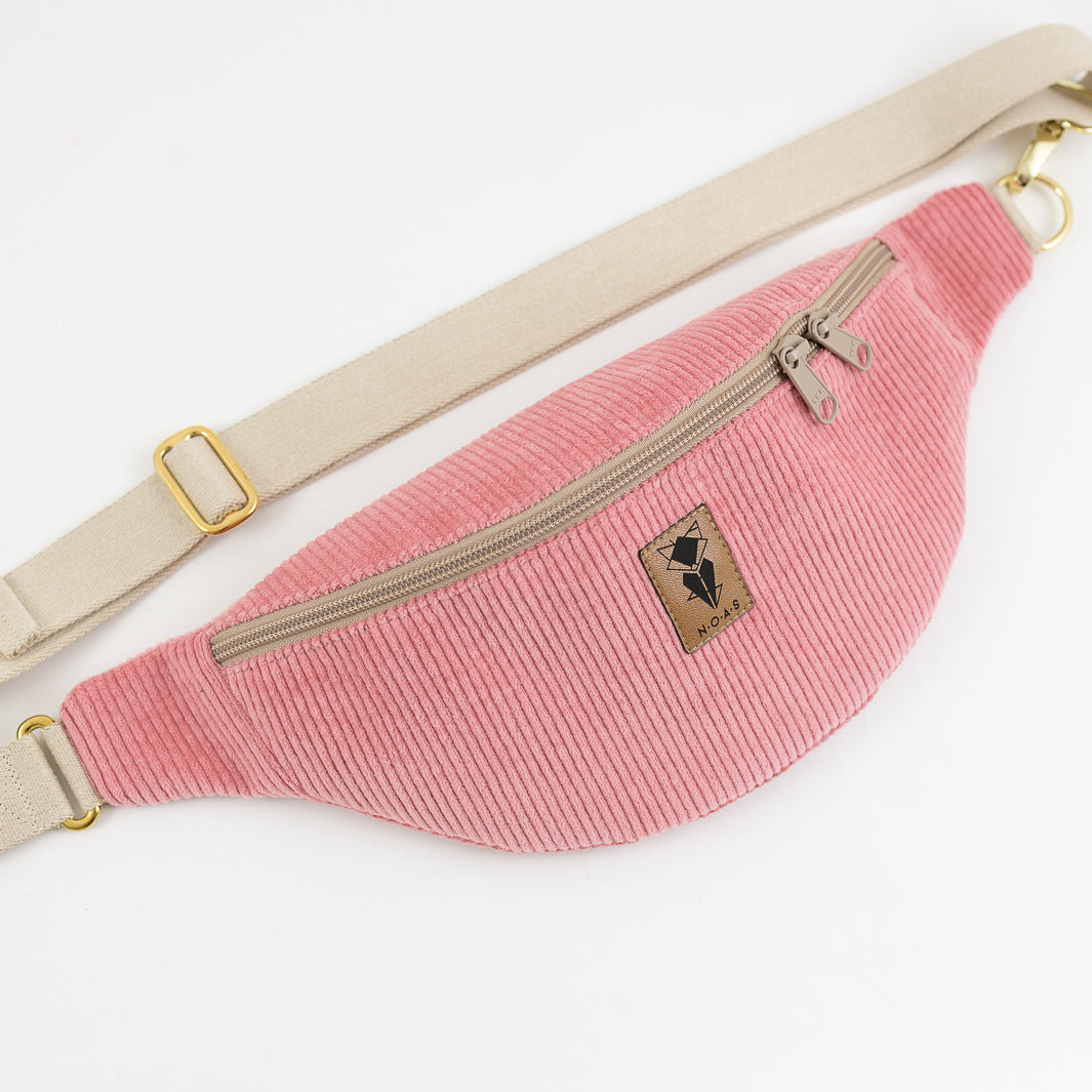 Bauchtasche Cord Bubblegum Size M - vegan und handgefertigt in Berlin | NOAS