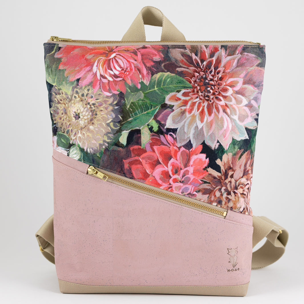 Mini-Rucksack Spring Blossom Kork Rosa mit Geheimfach - vegan und handgefertigt in Berlin | NOAS