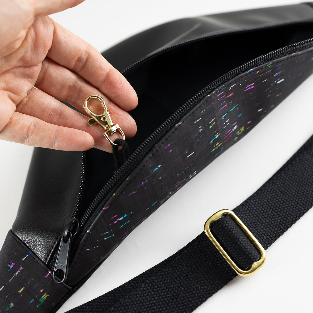 Bauchtasche Rainbow Kork Schwarz Size L