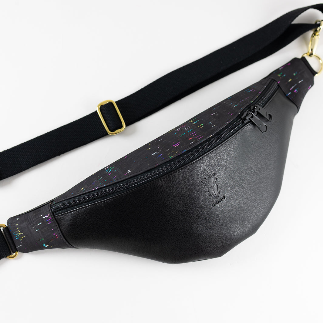 Bauchtasche Rainbow Kork Schwarz Size L