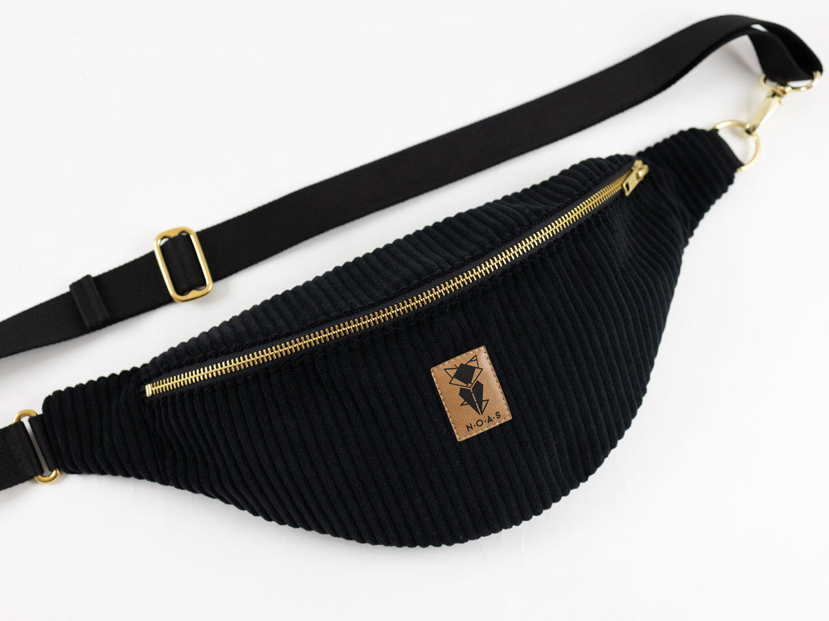 Bauchtasche CORD Schwarz Size L - vegan und handgefertigt in Berlin | NOAS