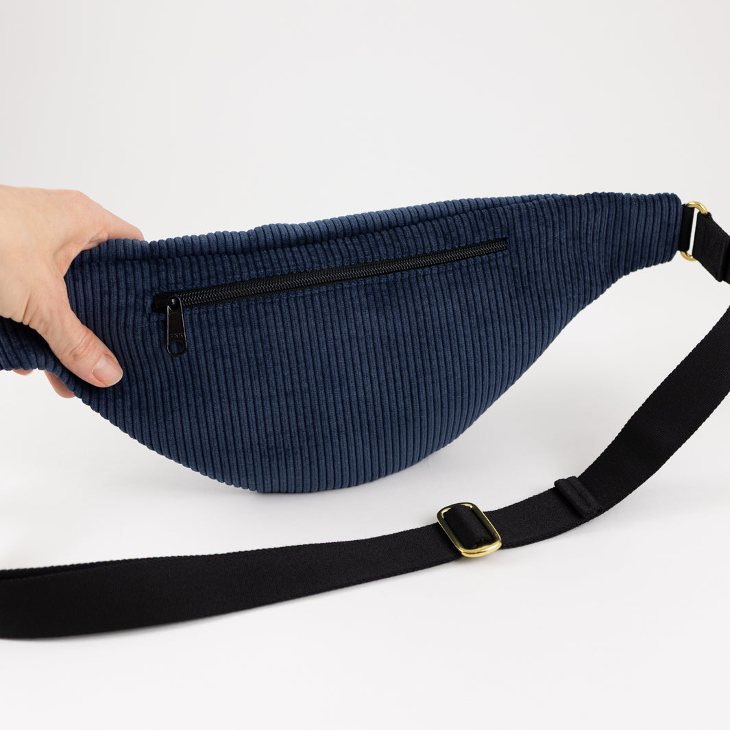 NOAS Bauchtasche Cord Dunkelblau - Size L mit Reißverschlusstasche