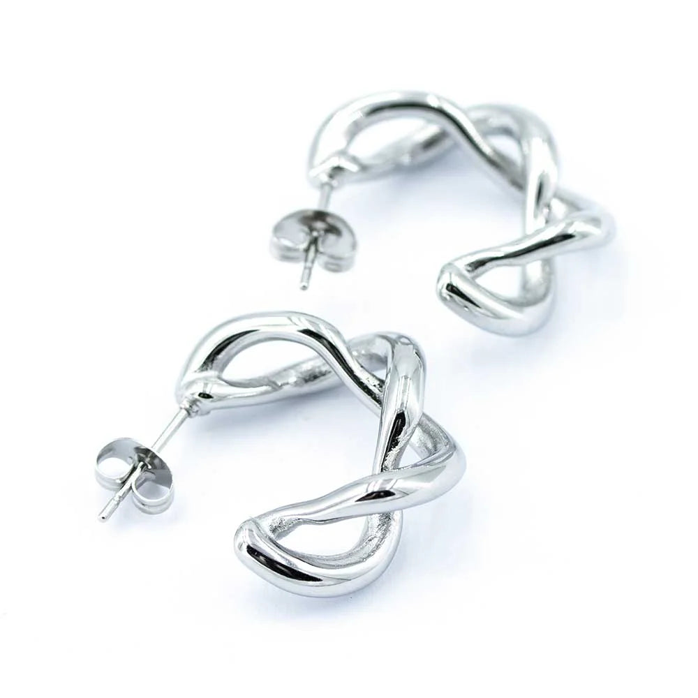 Sergio Engel Stecker-Creole gedreht 25mm für Damen (gold und silber aus Edelstahl)